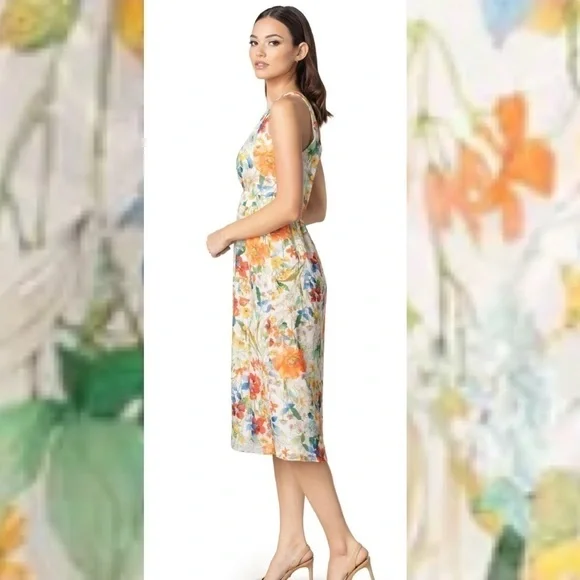 DRESS THE POPULATION * Mena Asymetric Chiffon Cut Out Side Slit Pocket Dress - Picture 7 of 15